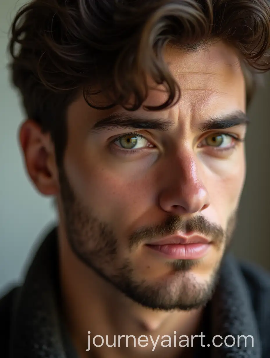 CloseUp-Portrait-of-a-Handsome-Man-Staring-Directly-at-the-Camera