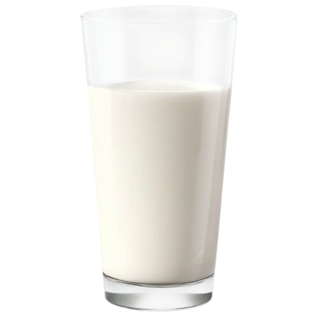 realistic image of a transparent milk glass on transparent background