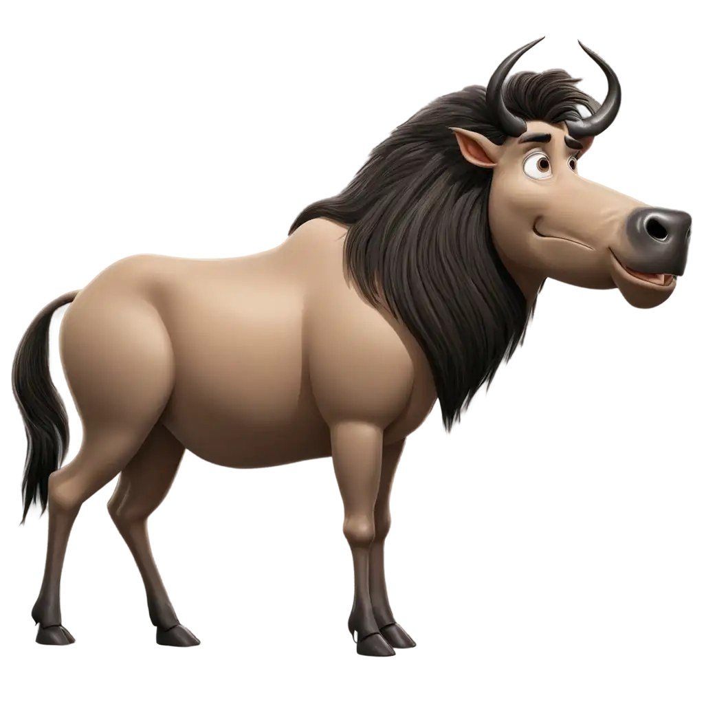 Cartoon-Wildebeest-PNG-Image-with-Transparent-Background