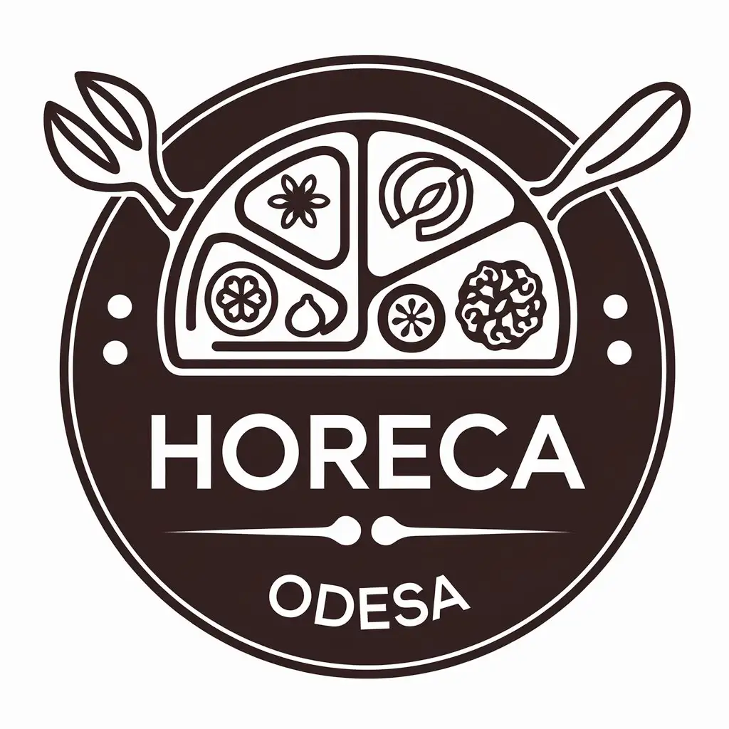 a vector logo design,with the text "HoReCa Odesa", main symbol:Food products,Moderate,be used in Retail industry,clear background