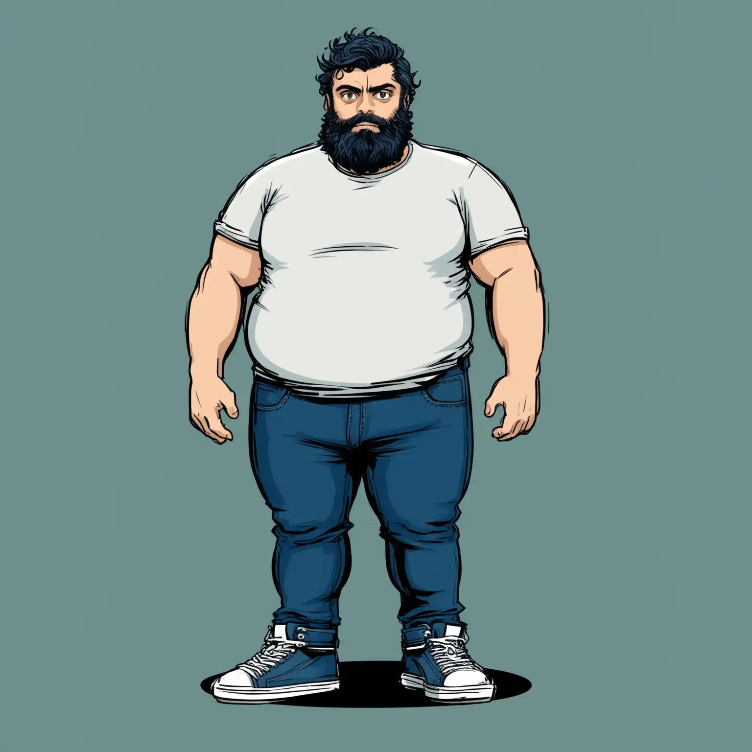 Short-Bearded-Man-in-Dark-Jeans-and-Hightop-Sneakers-Comic-Book-Style