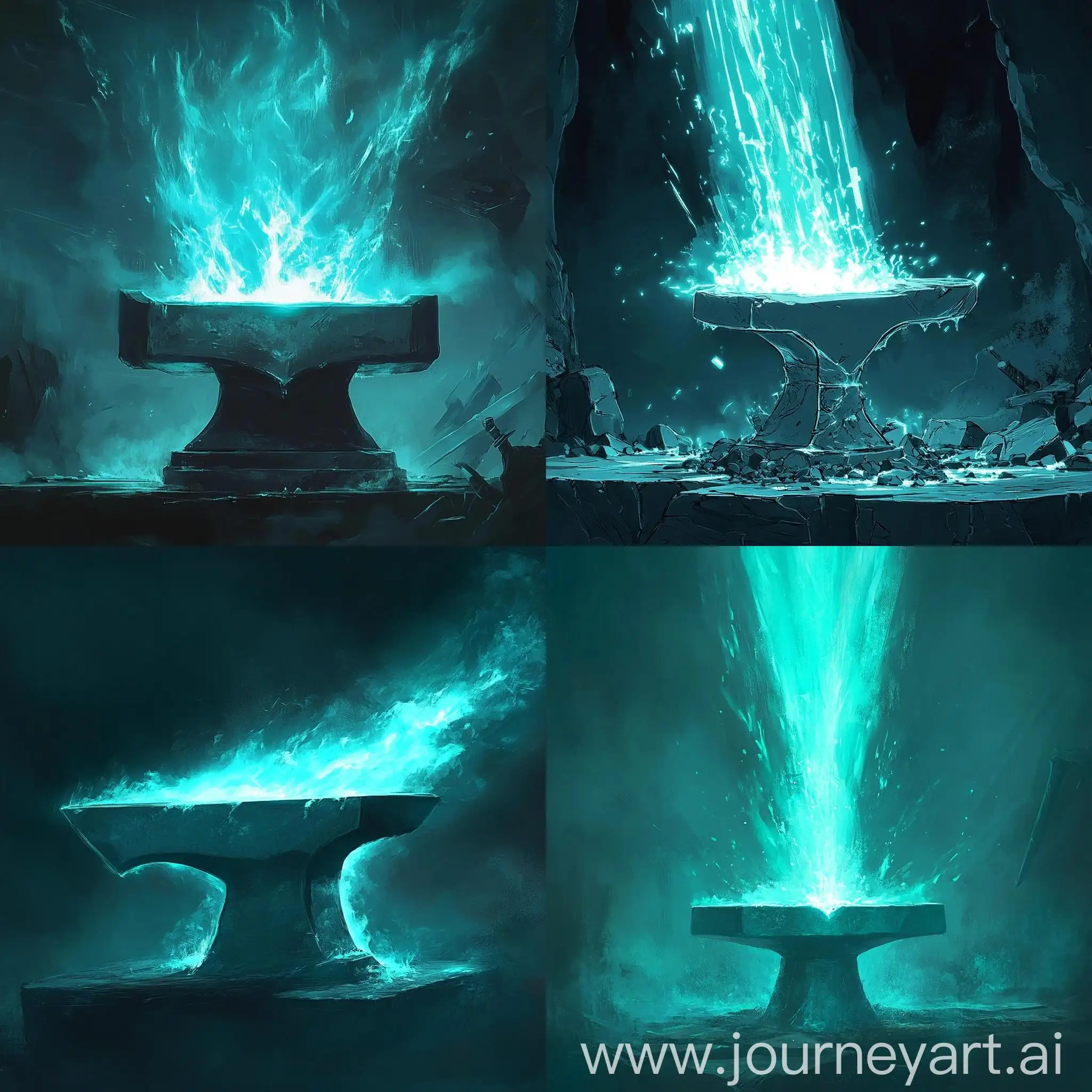 Glowing-AnimeStyle-Anvil-Emitting-Light-in-Turquoise-Background