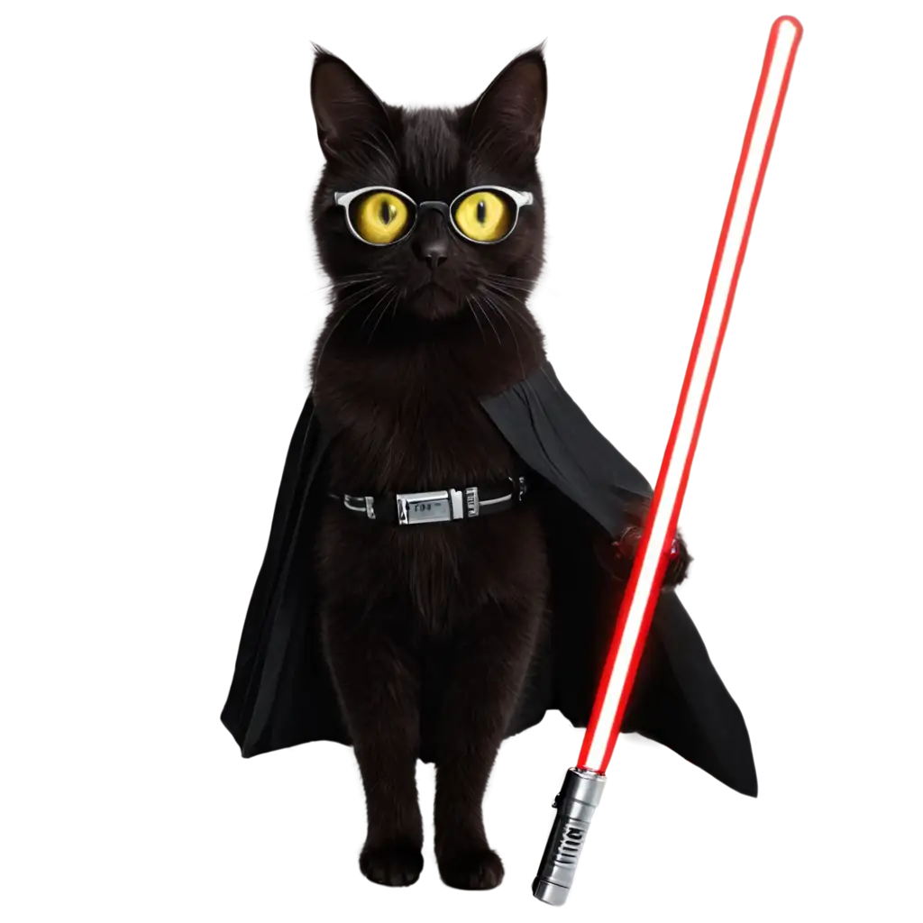 Black-Cat-with-Lightsaber-and-Black-Glasses-PNG-HighQuality-Image-for-Digital-Use