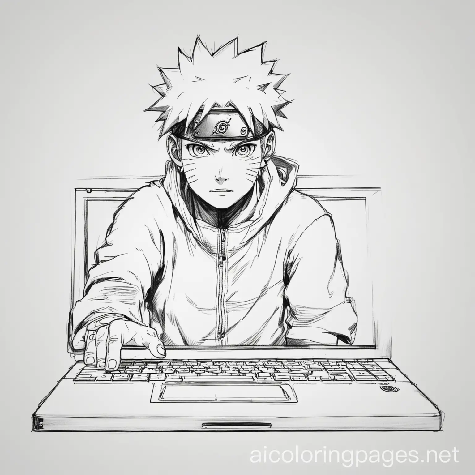 Naruto-Engaged-in-Computer-Play-A-Simple-Coloring-Page