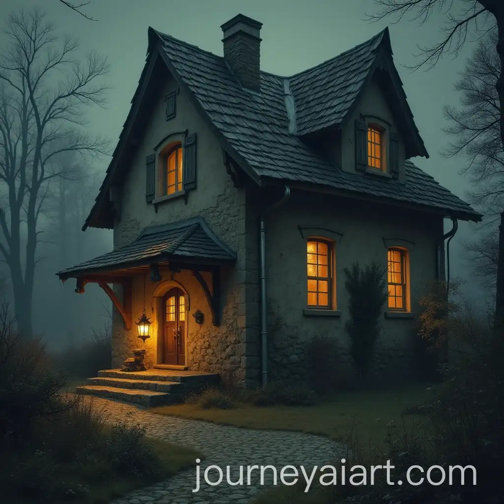 Old-Hermits-Portrait-with-Lantern-Illuminating-a-House-Wall