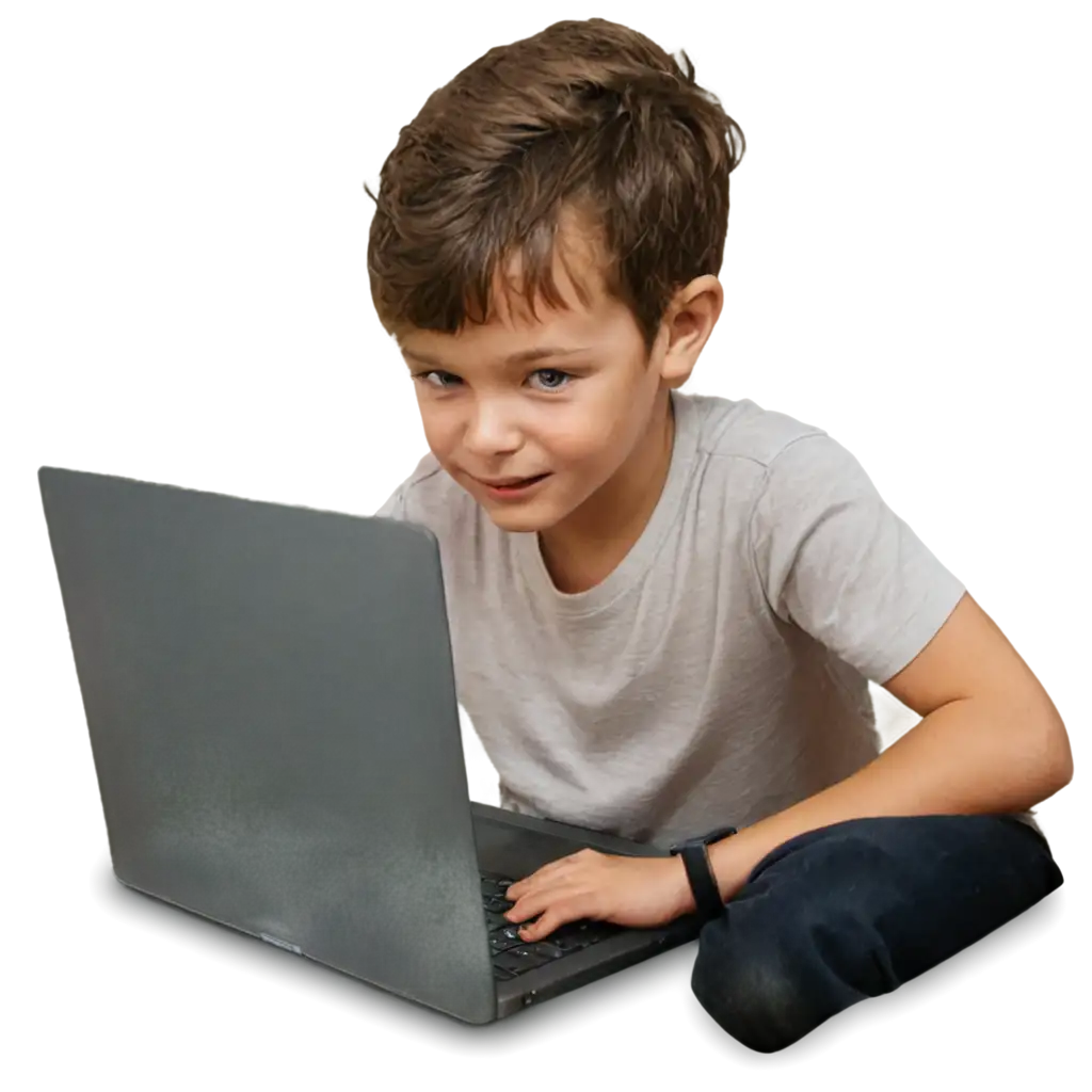 Boy-Playing-Games-on-Laptop-HighQuality-PNG-Image-for-Digital-Creations