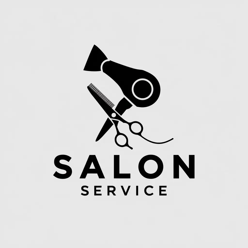 LOGO Design for Salon Service Minimalistic Vector with Clear Background and Bold Text