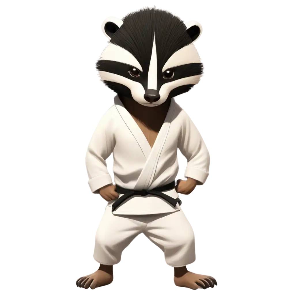 Cartoon-Badger-in-Judo-Suit-PNG-Image-Playful-and-Unique-Illustration