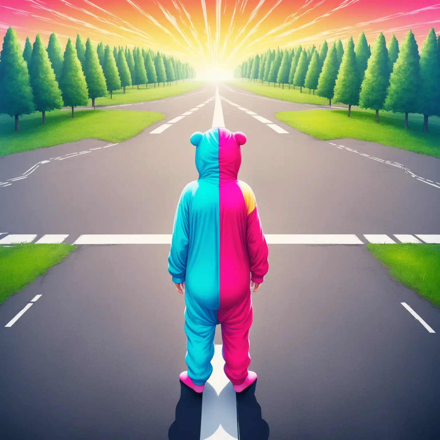 Colorful Onesie at Crossroads Bright and Cheerful Scene