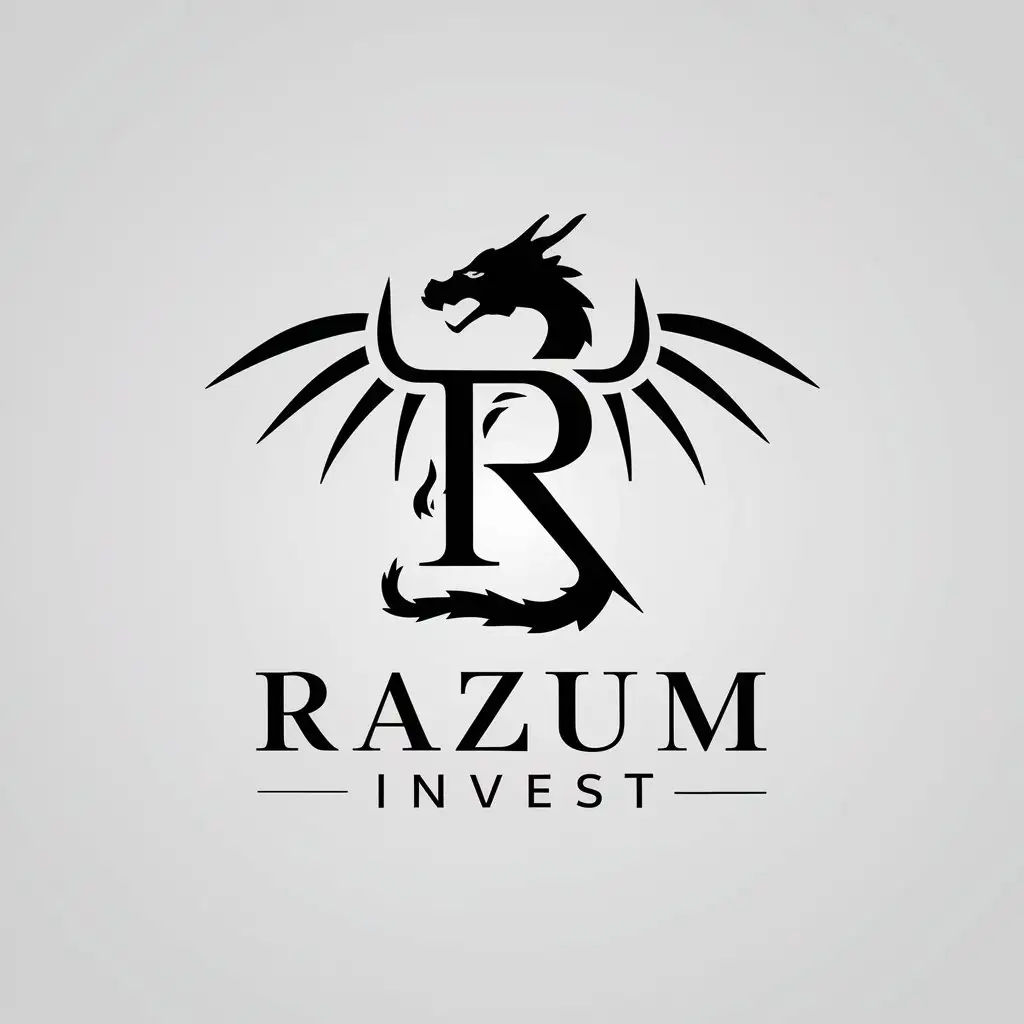 a logo design,with the text "Razum Invest", main symbol:dragon,Moderate,be used in Finance industry,clear background