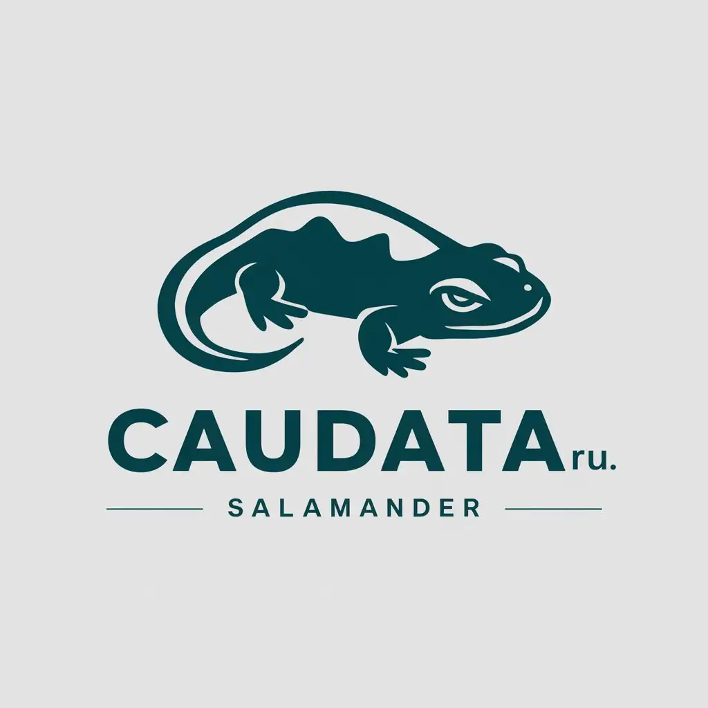 a vector logo design,with the text "Caudata.ru", main symbol:Triton, salamander,Moderate,be used in Animals Pets industry,clear background