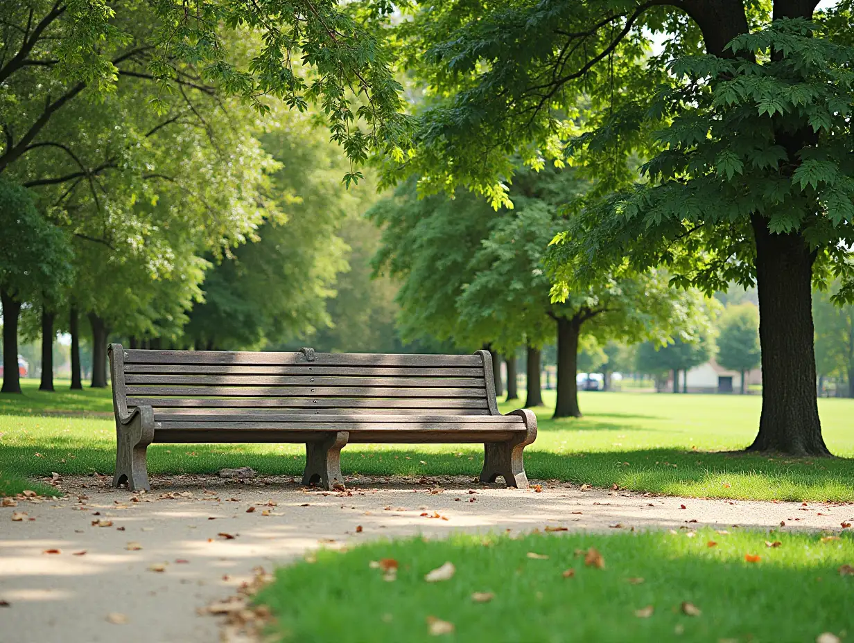 Peaceful-Bench-in-a-Tranquil-Park-Setting