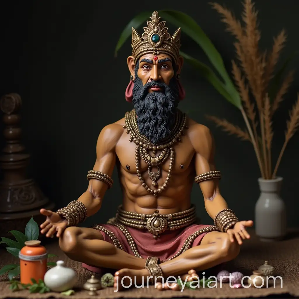 Male-Shaman-in-Traditional-Sundanese-Attire-Surrounded-by-Offerings