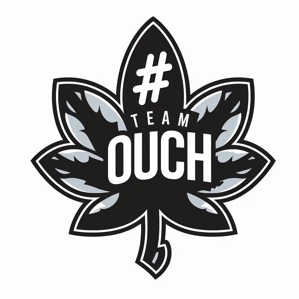 LOGO Design For Team Ouch Black Leaf with Hashtag Symbol on Clear Background