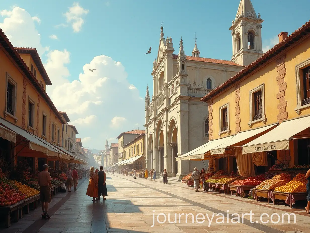 Vibrant-Renaissance-Market-Square-in-Front-of-a-Majestic-Cathedral