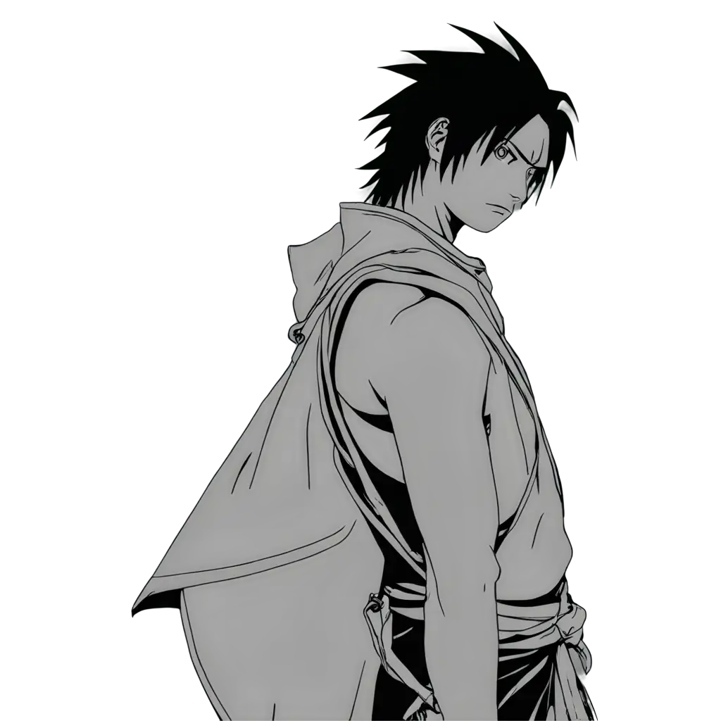 Sasuke-Black-and-White-PNG-Image-Iconic-Comic-Style-of-Sasuke-Holding-and-Facing-Sideways