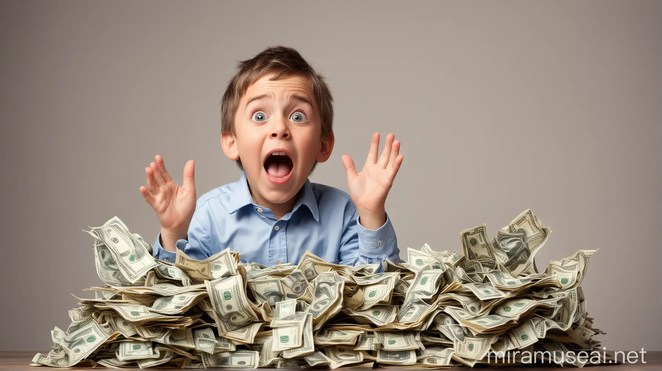 Excited Child Surprised by Wealth