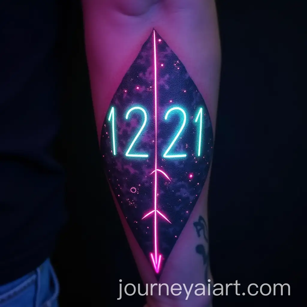 Cyberpunk-Tattoo-Design-with-Neon-GlAI-Art-Prompt-Expansionowing-Numbers-and-Sagittarius-Constellation-Arrows