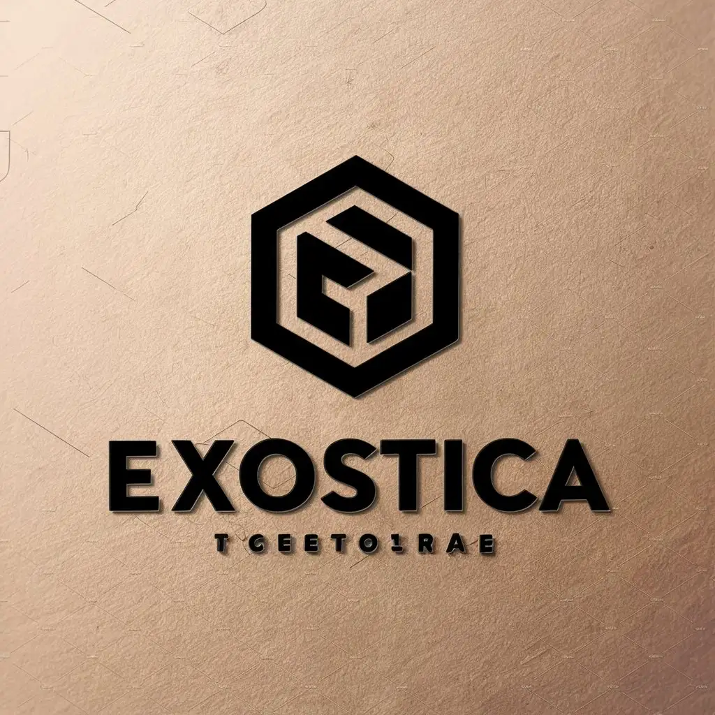 a vector logo design,with the text "Exostica", main symbol:3d model, octagon, 3d, model, modern, minimalism, 3d print, designs, moderate,Moderate,be used in Technology industry,clear background