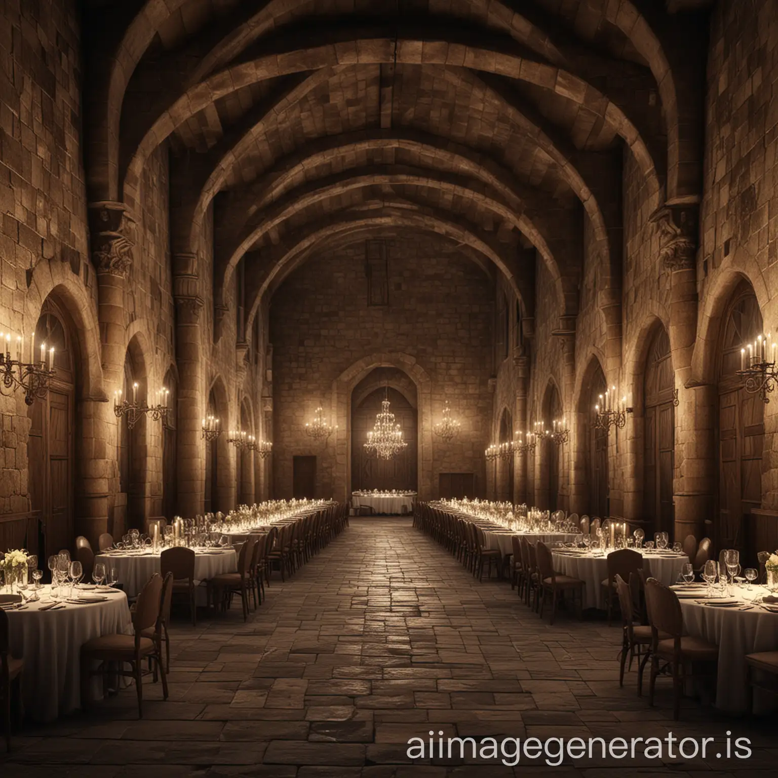 Banquet-Hall-in-an-Old-Castle-at-Night