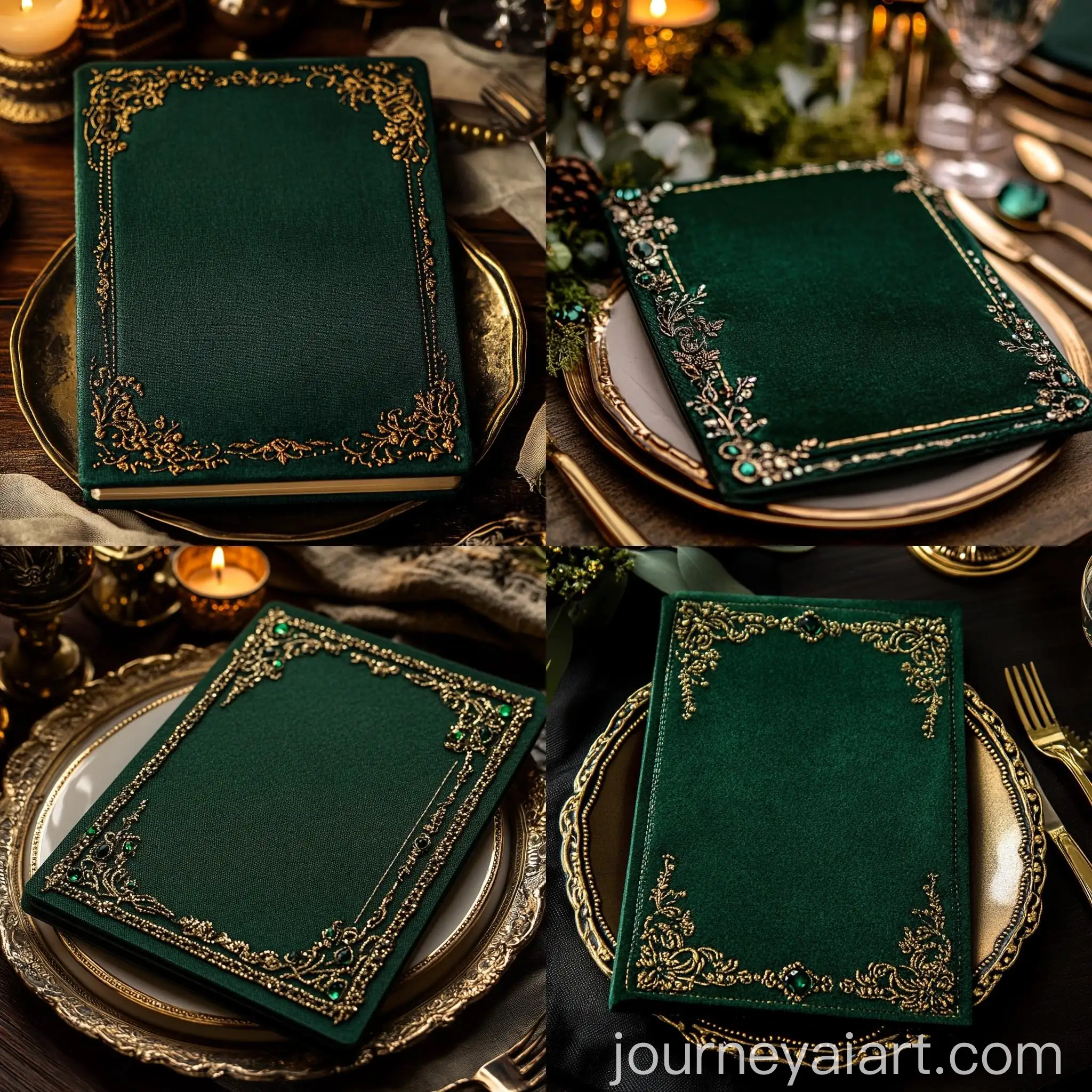 Classy-CandleLit-Dinner-Menu-with-Emerald-Green-Theme