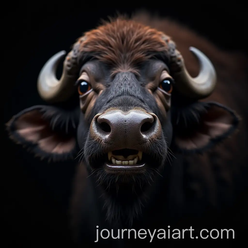 CloseUp-Portrait-of-a-Kaffir-Buffalo-with-Grinning-Muzzle