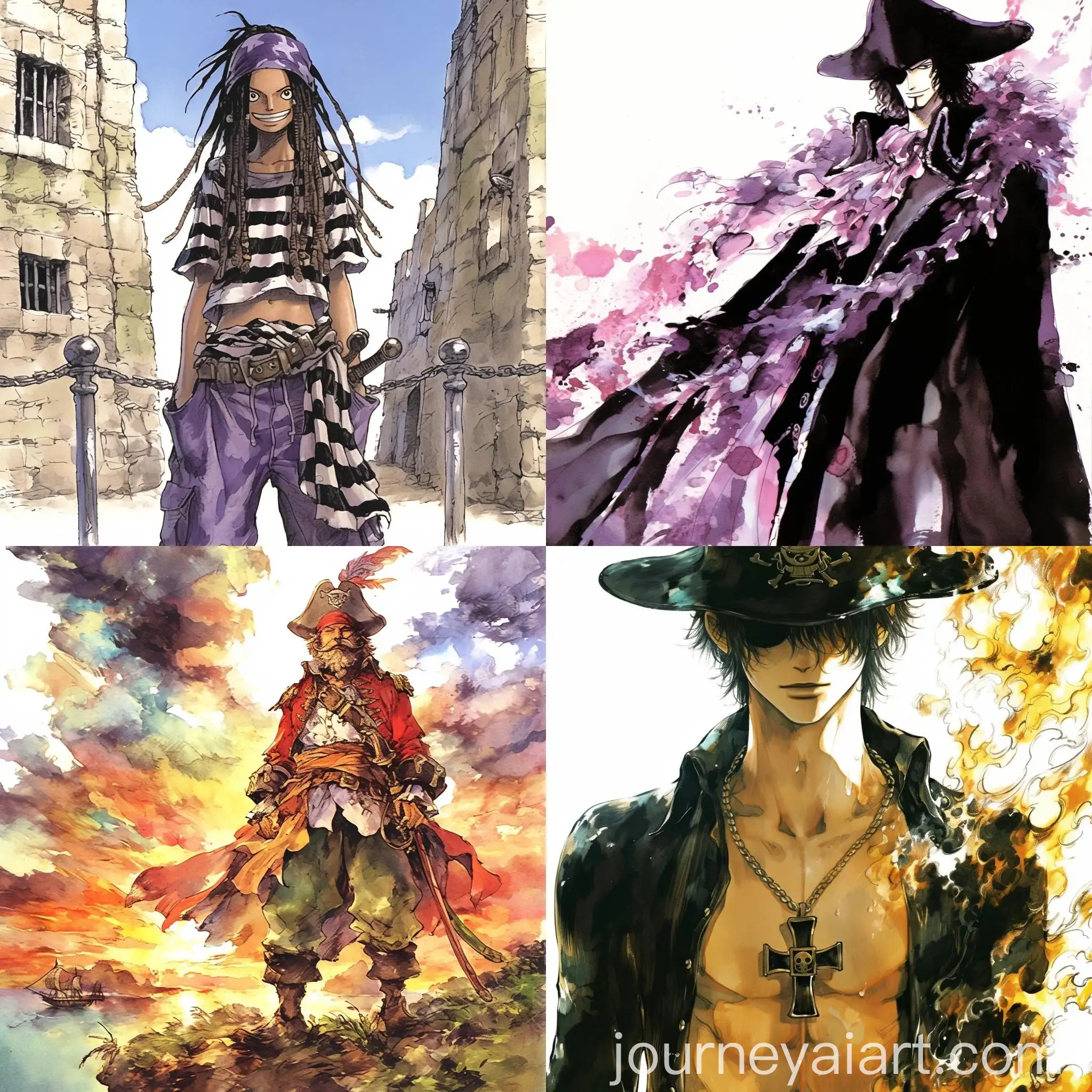 Watercolor-Pirate-Character-from-Manga-One-Piece-on-White-Background