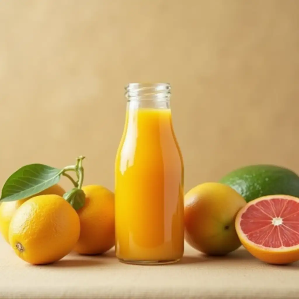 Glass-Bottle-with-Freshly-Pressed-Organic-Juice-on-Simple-Earthy-Background