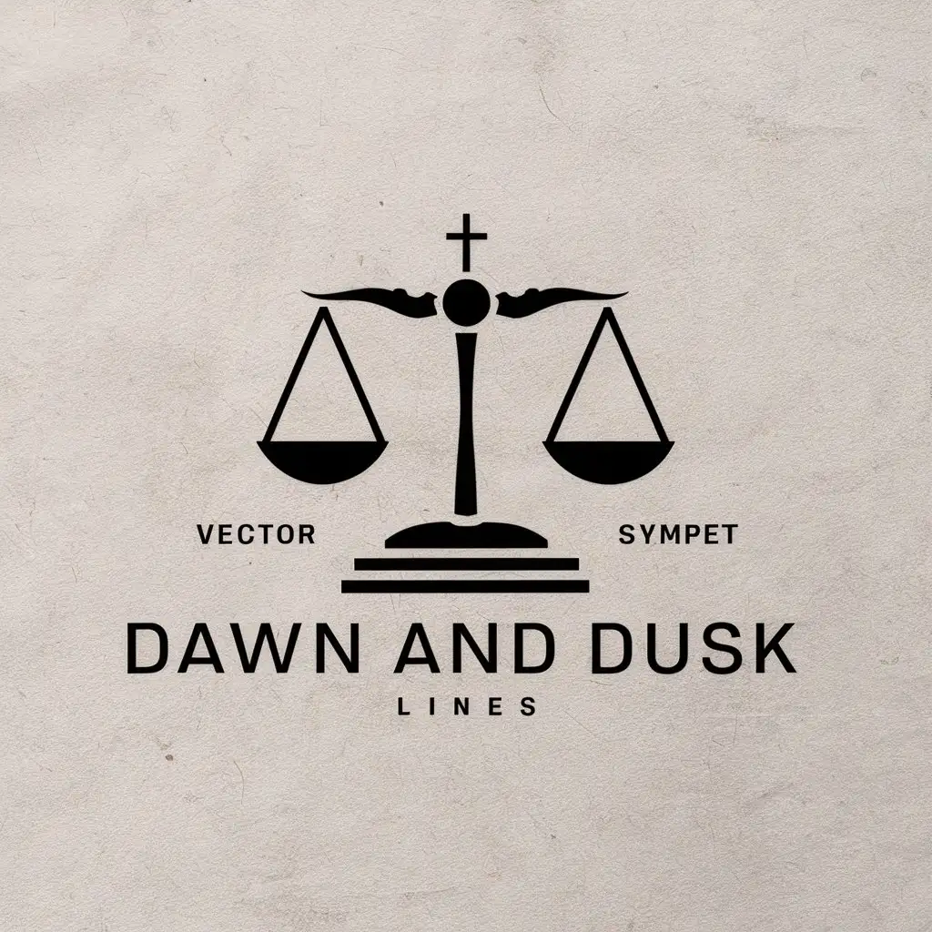 a vector logo design,with the text "Dawn and dusk lines", main symbol:Inclined inverted scale,complex,be used in Religious industry,clear background