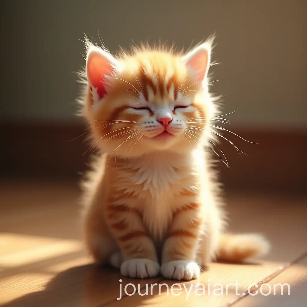 Fluffy-Kitten-Relaxing-in-a-Sunbeam-on-Wooden-FloorAI-Image-Prompt-Expansion