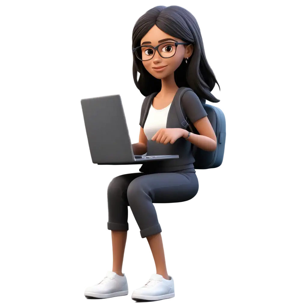 HighQuality-PNG-Image-3D-Person-with-Laptop-and-Students-Book