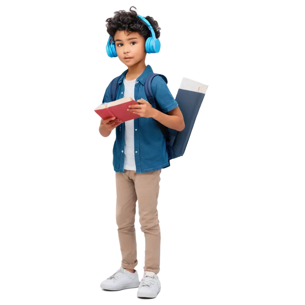 Kids-Using-Headphones-and-Holding-Books-Animation-PNG-for-Engaging-Educational-Content