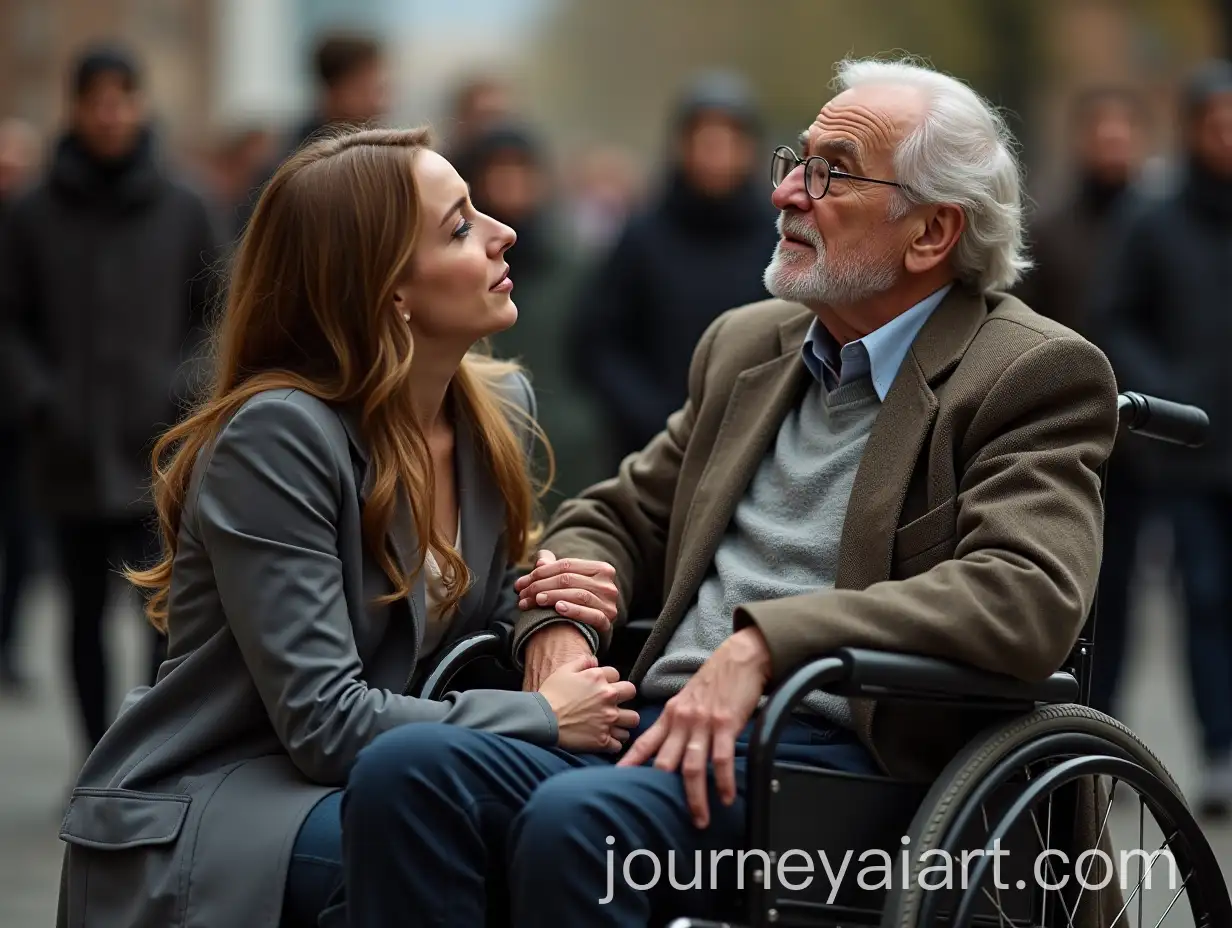 Emotional-Moment-Between-Old-Man-and-Young-Woman-in-Wheelchair
