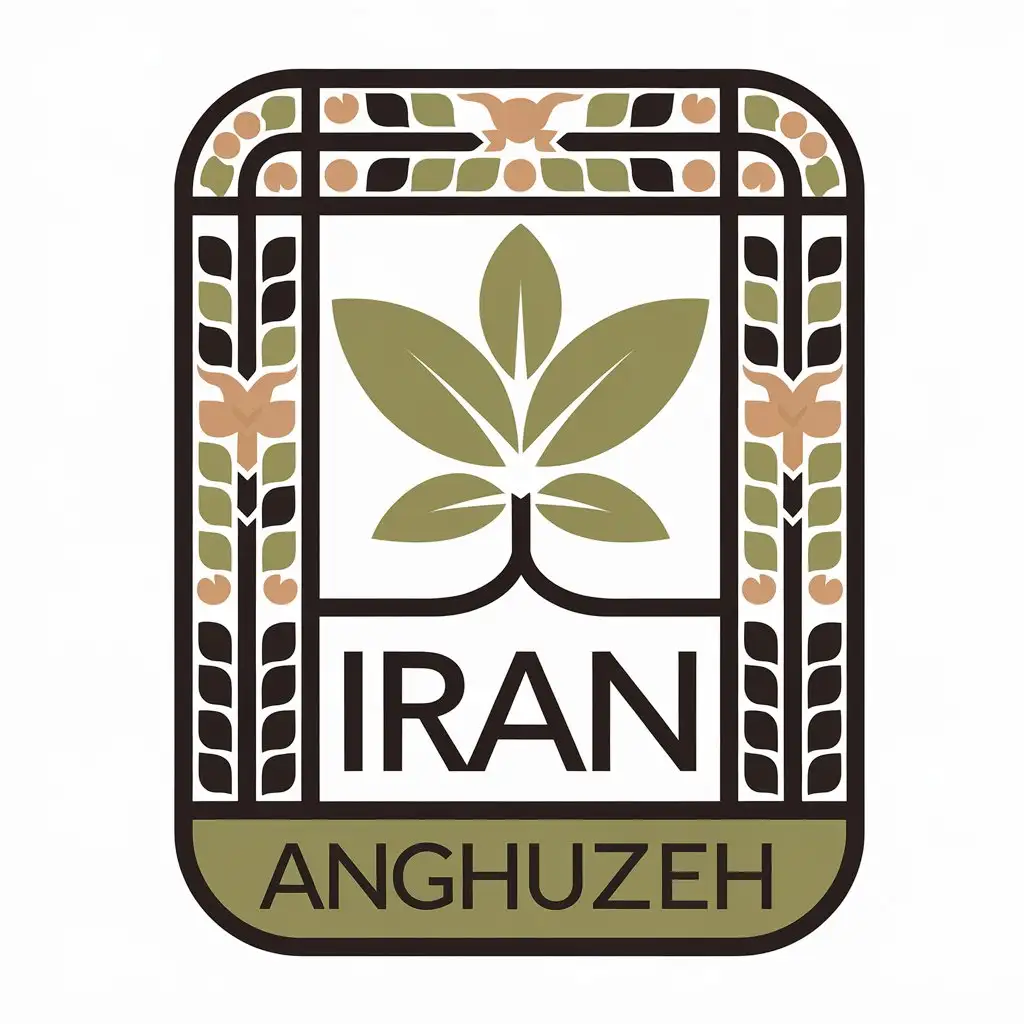 a vector logo design,with the text "iran anghuzeh", main symbol:anghuzeh seedling,Moderate,be used in Others industry,clear background