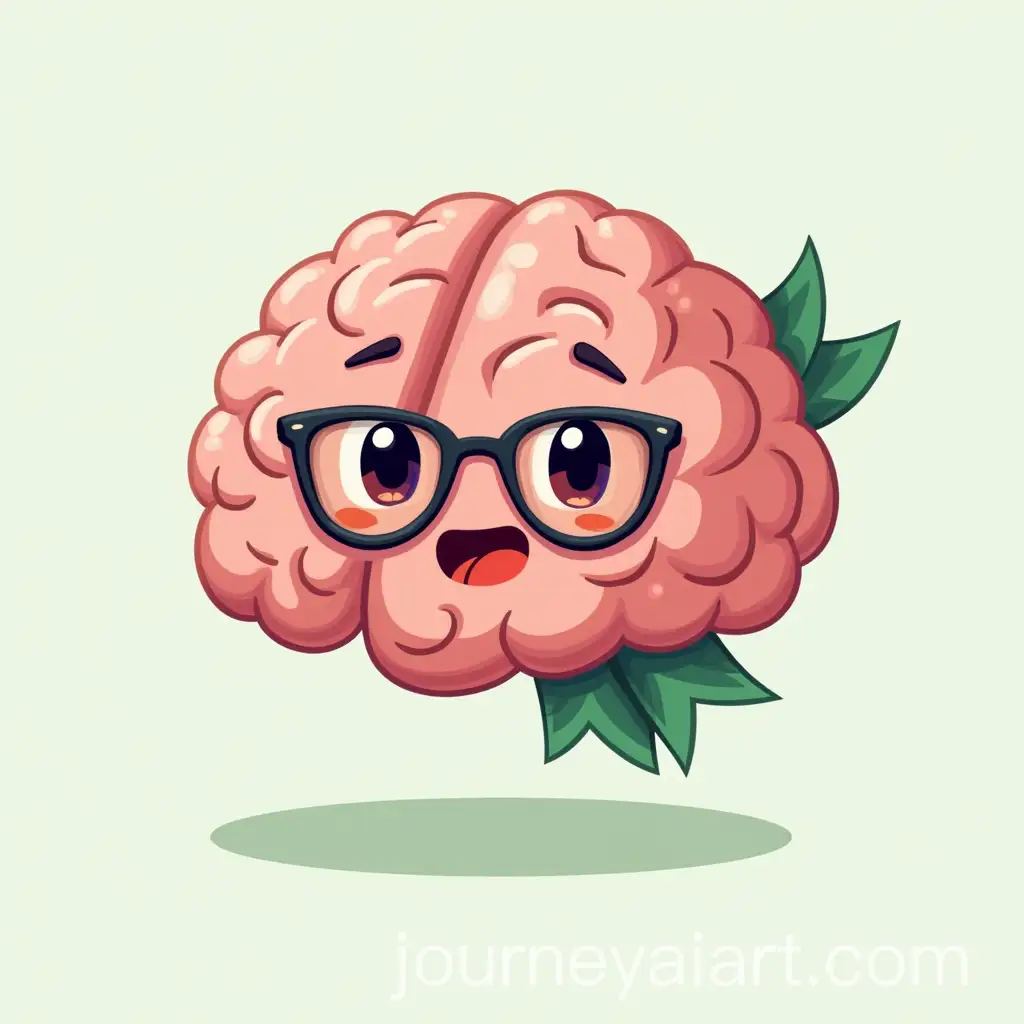 Cartoon-Brain-with-Green-Ribbon-and-Glasses