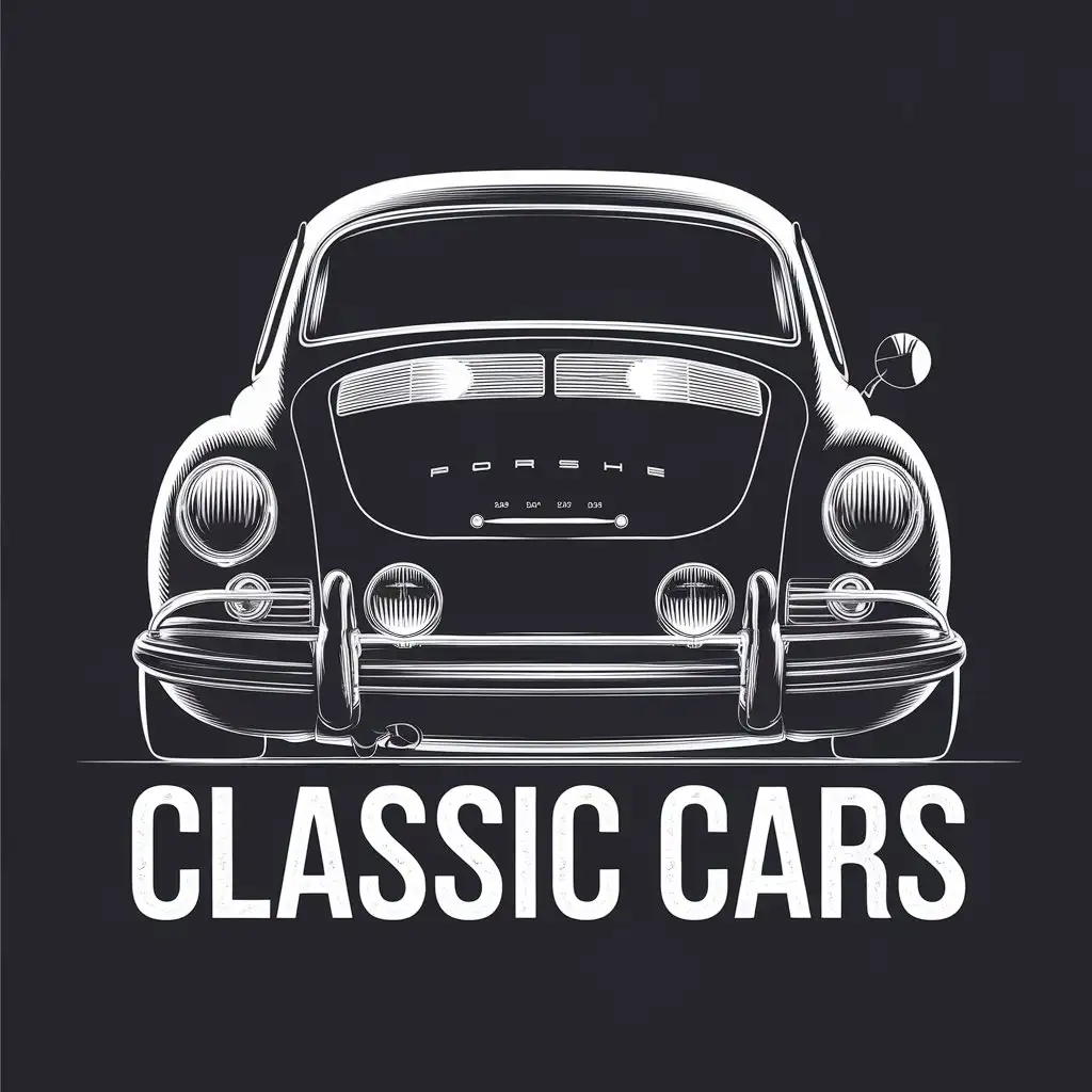 LOGO Design For Classic Cars Vintage Sketches of Porsche 911 VW Beetle and MINI