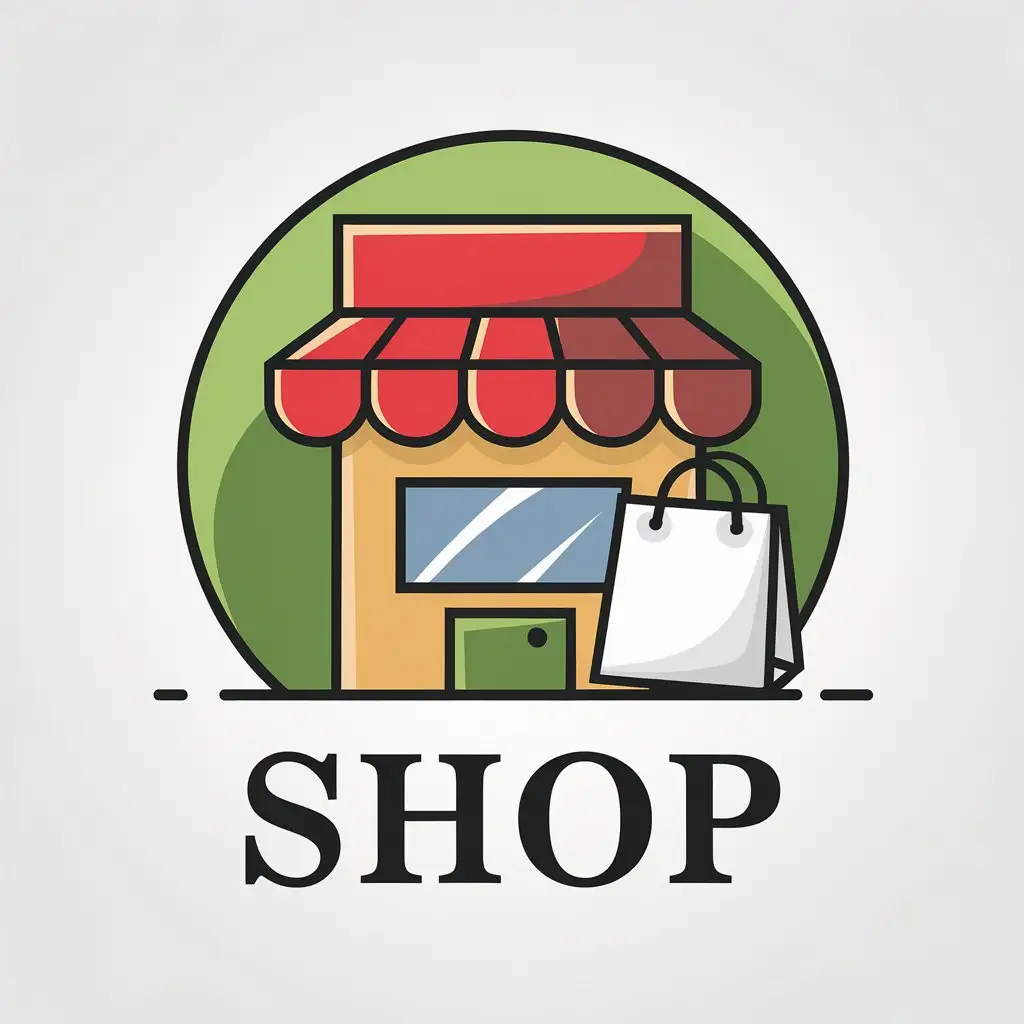 LOGO Design for Shop Vector Design with Store Symbol and Clear Background