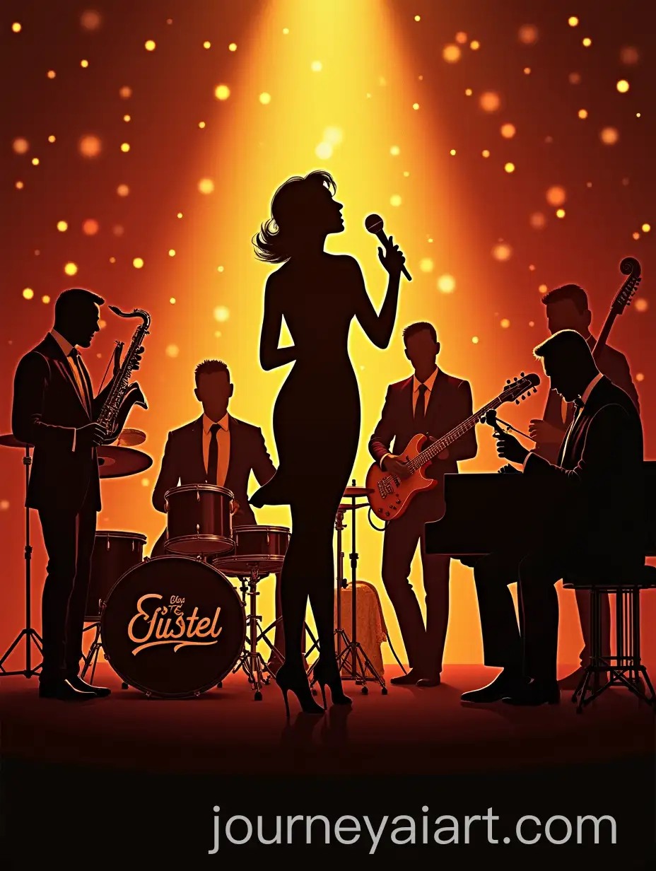 Retro-1950s-Jazz-Band-Poster-with-Female-Singer-and-Vintage-Instruments