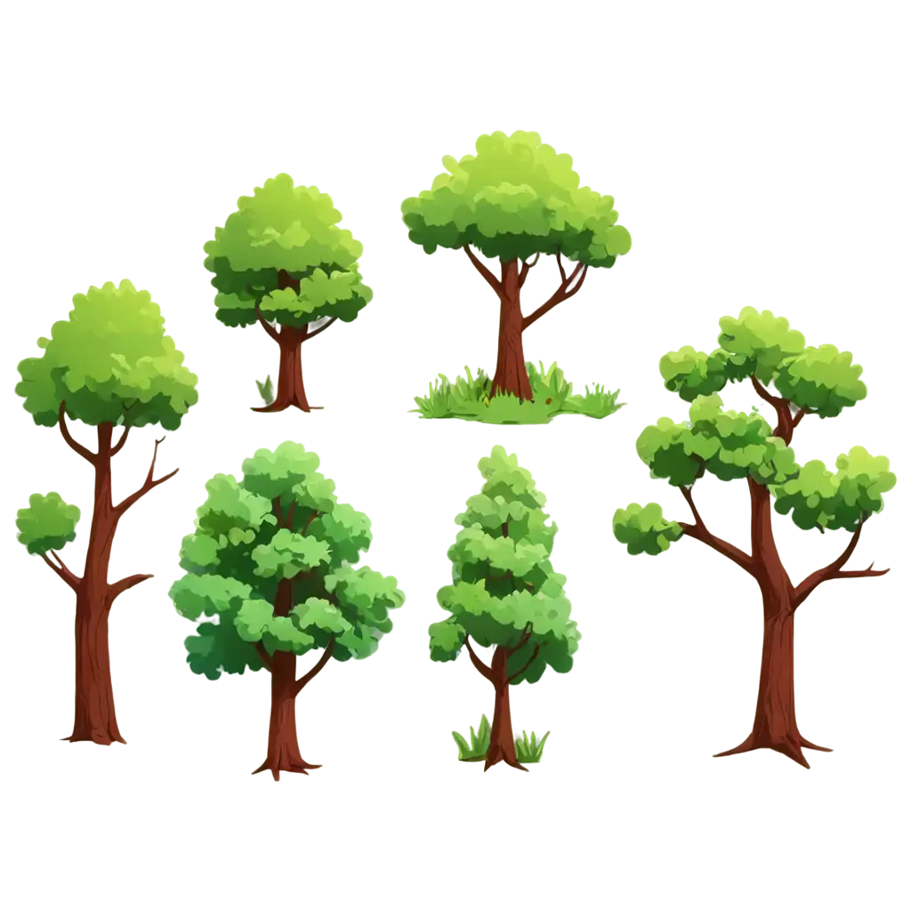 HighQuality-2D-Cartoon-Trees-PNG-Image-for-Versatile-Digital-Creations