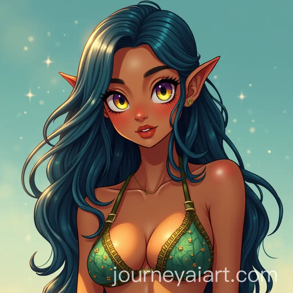 Wild-Forest-Nymph-with-Galaxy-Hair-and-Leaf-Bikini