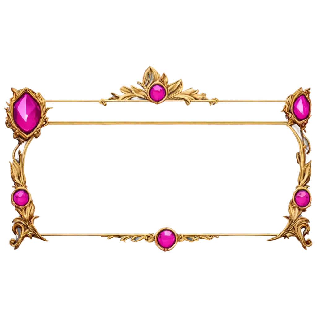 RPG-Game-Style-Frame-in-Gold-with-Magenta-Colored-Gems-PNG-Image-Enhance-Your-Fantasy-World-Visuals