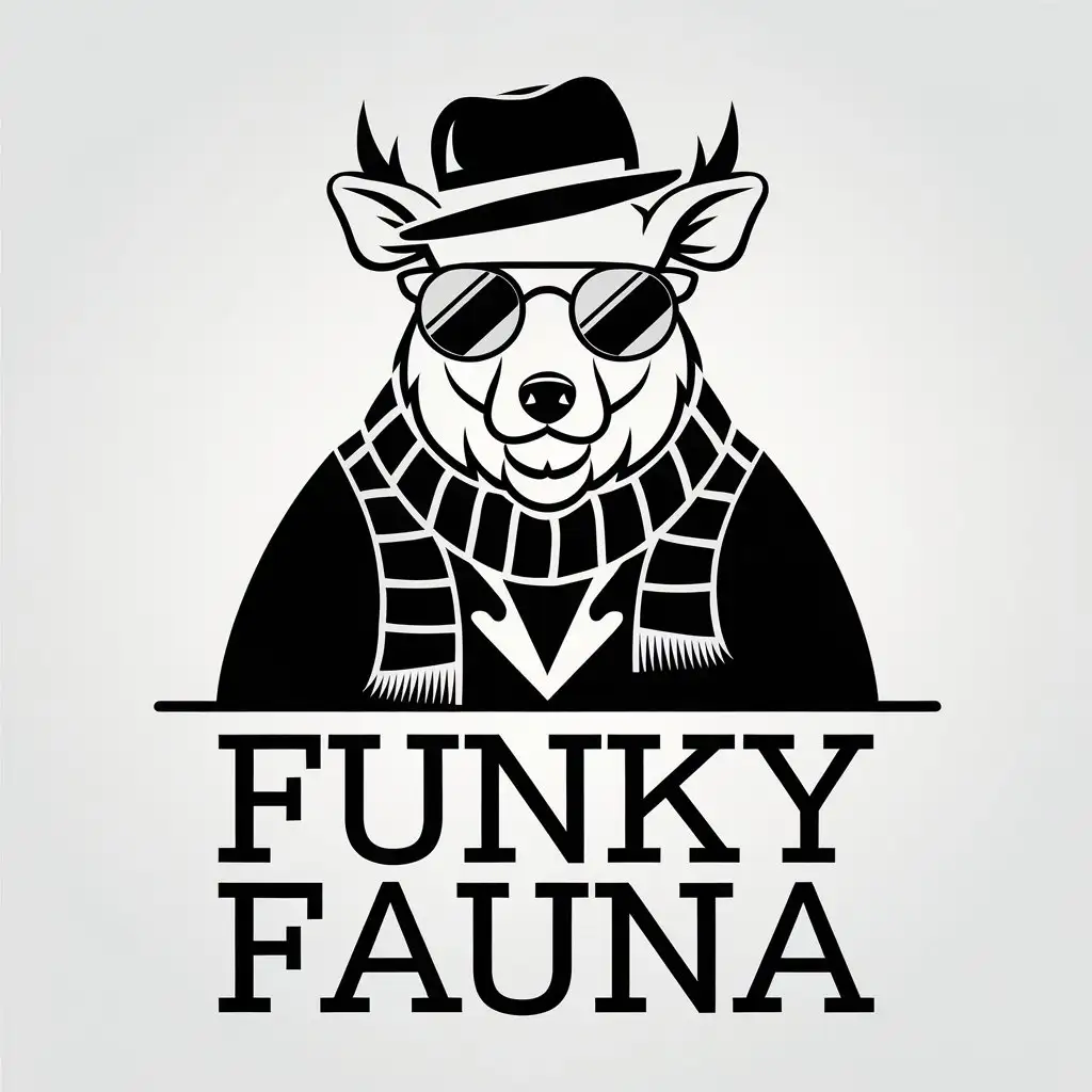 LOGO Design for Funky Fauna Vector Logo Featuring a FunkyDressed Animal with Minimalist Style