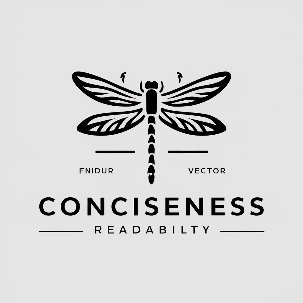 a vector logo design,with the text "conciseness readability", main symbol:dragonfly,Minimalistic,clear background