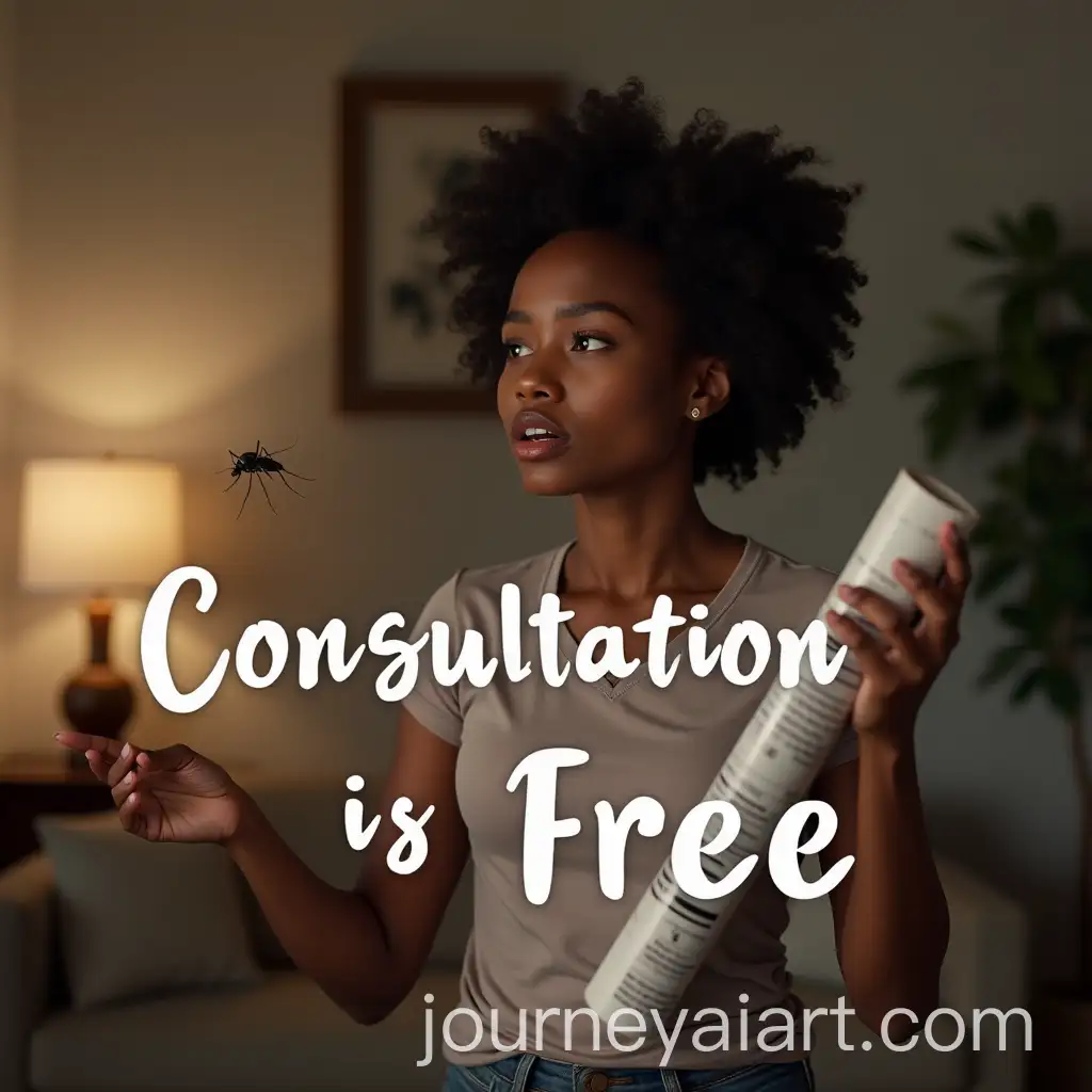 DarkSkinned-Woman-Swatting-Mosquito-in-Cozy-Home-with-Consultation-is-Free-Text
