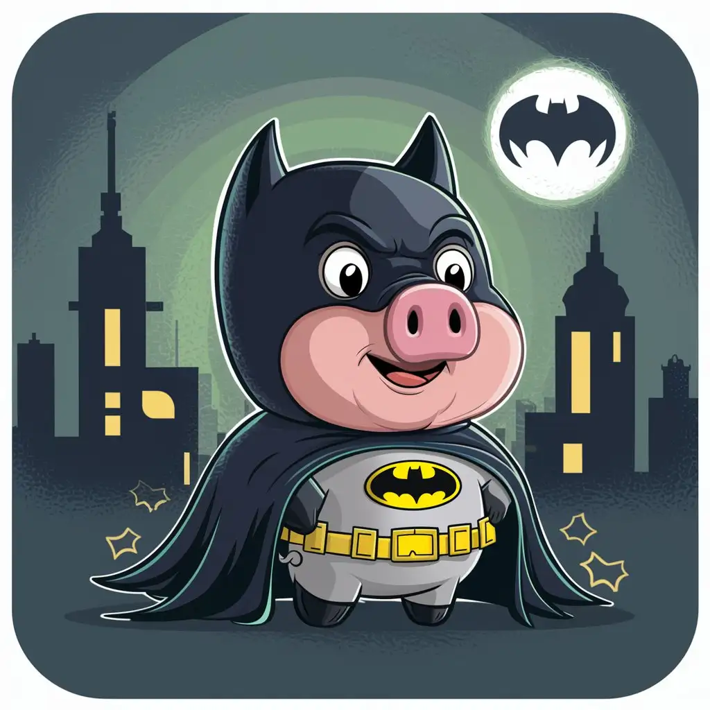 Cartoon-Cute-Porky-Pig-Dressed-as-Batman