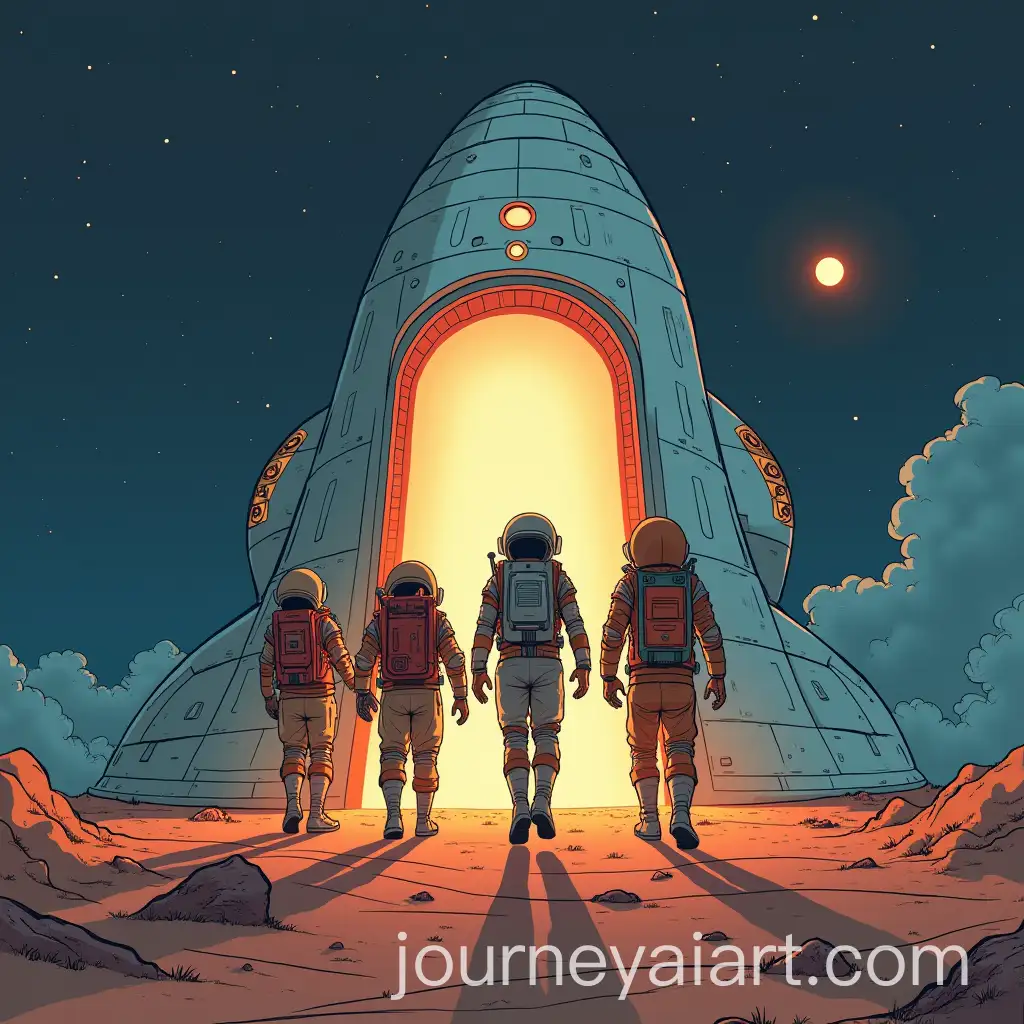 People-Walking-Out-of-a-Spaceship-Exploration-Scene