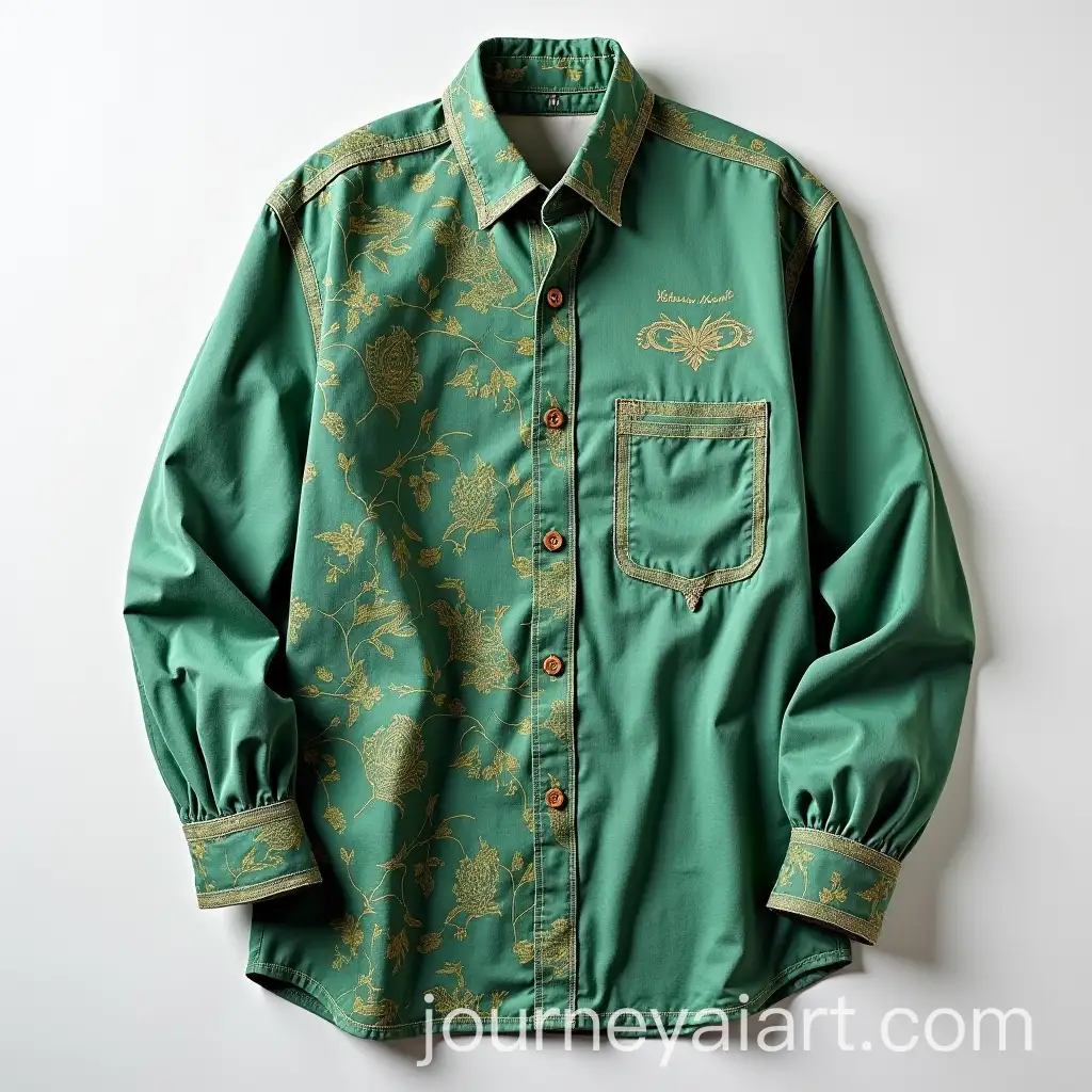Green-Batik-Shirt-with-Left-Pocket-for-Men