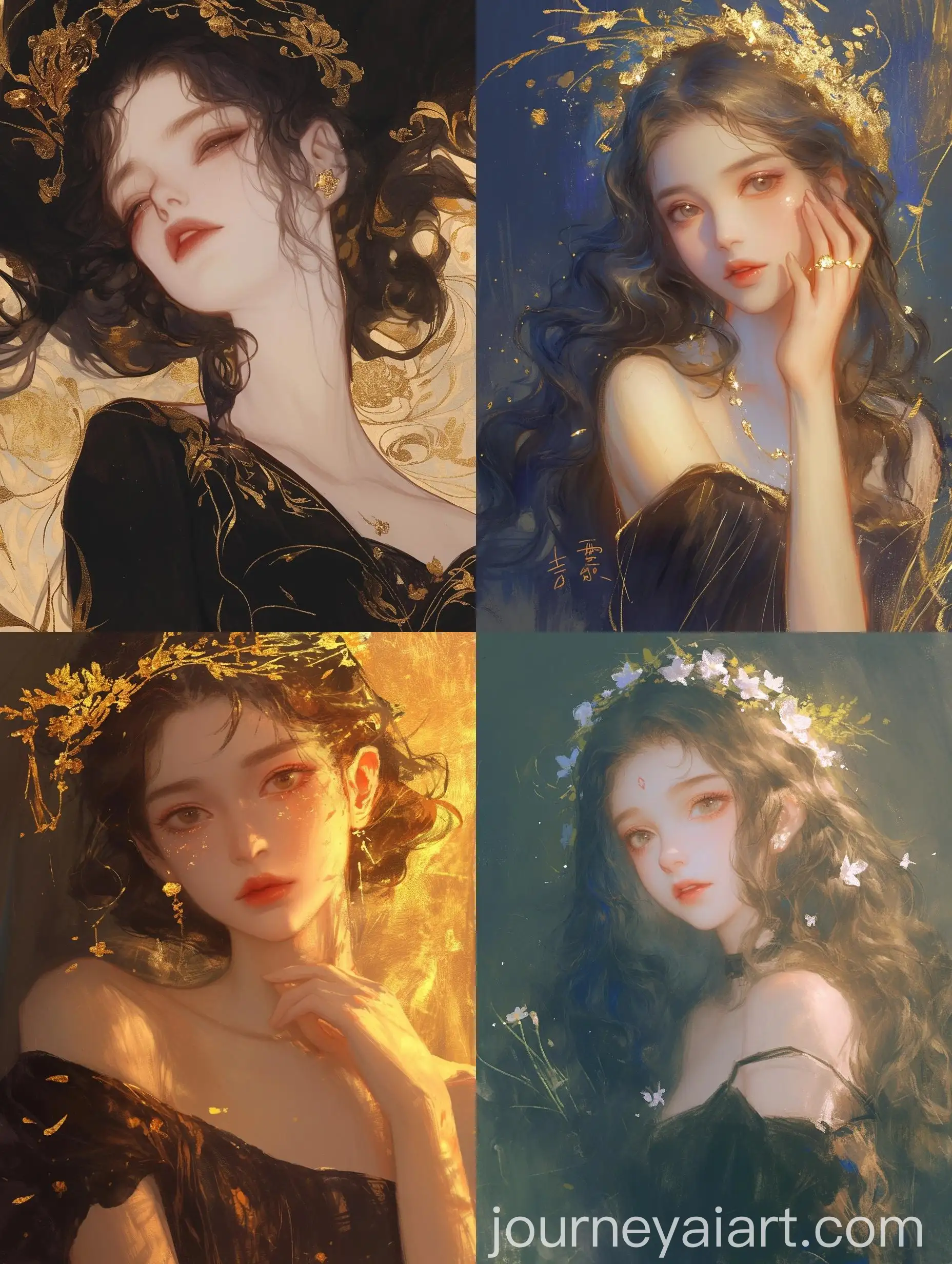 Romantic-Illustration-of-a-Woman-with-Long-Black-Hair-and-Delicate-Realism