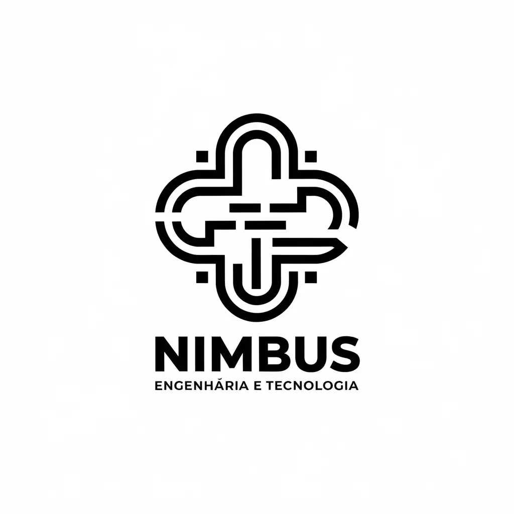 a vector logo design,with the text "Nimbus Engenharia e Tecnologia", main symbol:main symbols are a nimbus and the symbol of engineering,Moderate,be used in Technology industry,clear background