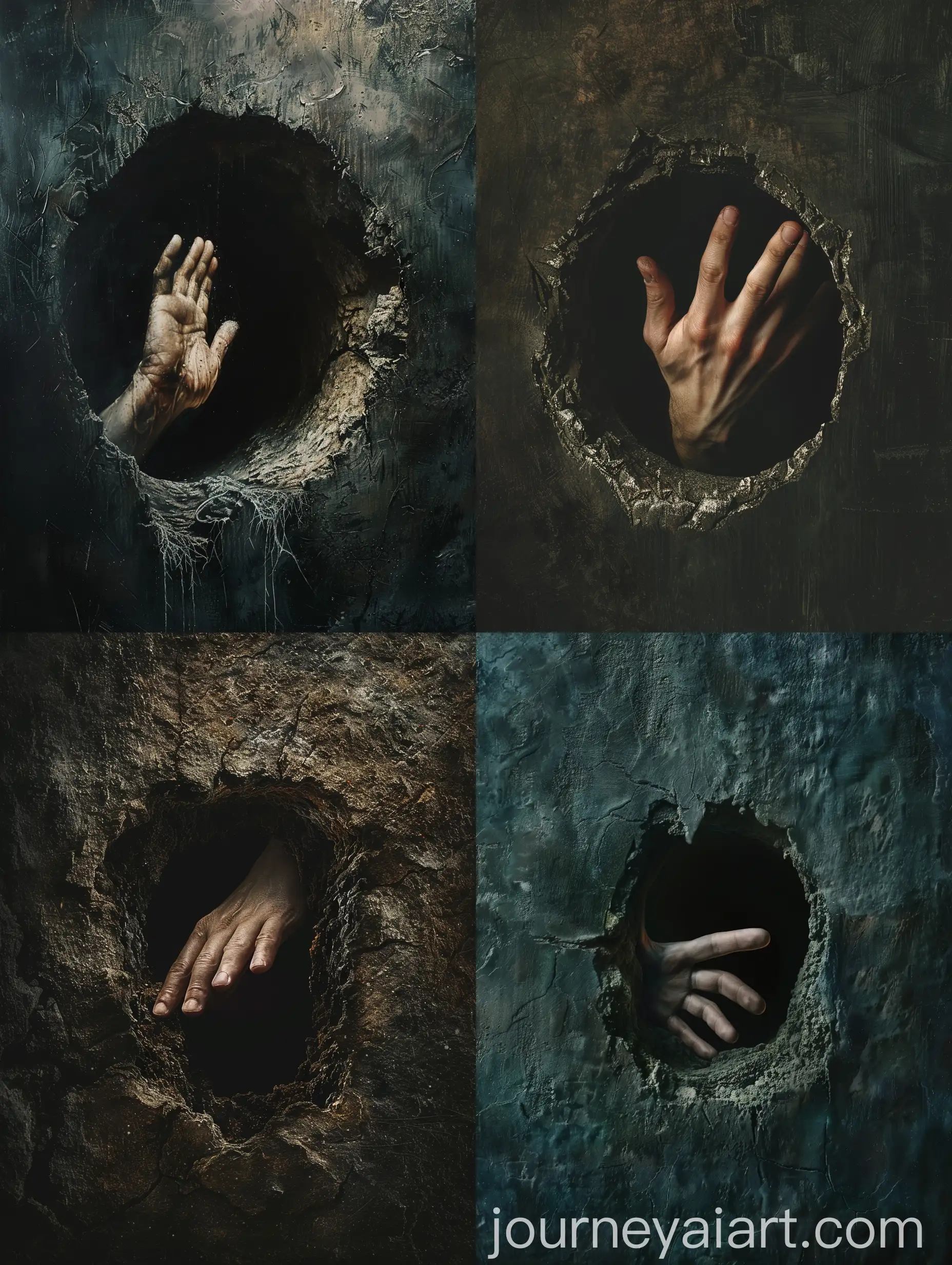 Hand-Entering-Dark-Realist-Style-Small-Hole